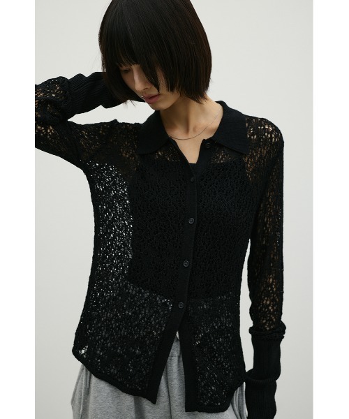 STYLEMIXER（スタイルミキサー）の「ロングリブクロシェドライニットポロ（ニット/セーター・レディース・グリーン/アイボリー/ブラック・FREE）」の20枚目の写真