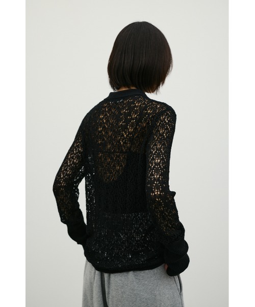 STYLEMIXER（スタイルミキサー）の「ロングリブクロシェドライニットポロ（ニット/セーター・レディース・グリーン/アイボリー/ブラック・FREE）」の22枚目の写真