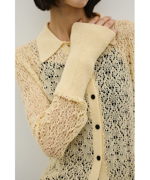 STYLEMIXER（スタイルミキサー）の「ロングリブクロシェドライニットポロ（ニット/セーター・レディース・グリーン/アイボリー/ブラック・FREE）」の10枚目の写真