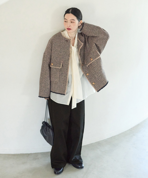 journal standard L'essage（ジャーナルスタンダードレサージュ）の「SARROUELワイドパンツ（その他パンツ・レディース・ベージュ/ブラック・38/36）」の4枚目の写真