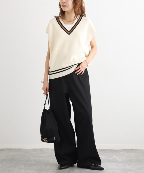 journal standard L'essage（ジャーナルスタンダードレサージュ）の「SARROUELワイドパンツ（その他パンツ・レディース・ベージュ/ブラック・38/36）」の11枚目の写真