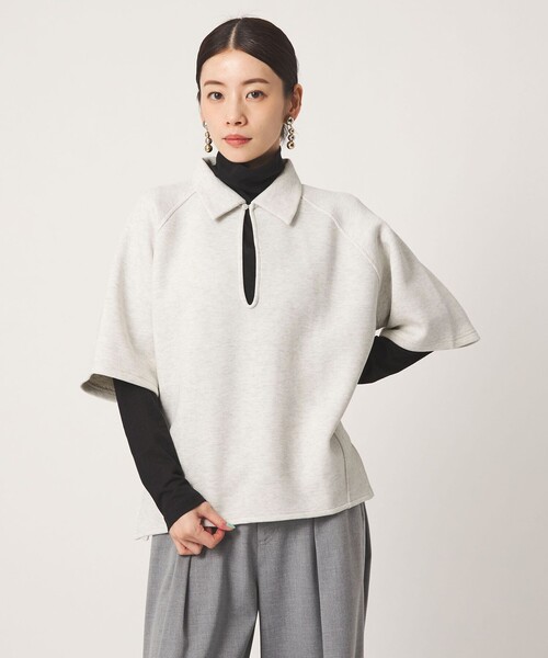 CITEN(シテン)の「<CITEN>スキッパートップ 5ブソデ(Tシャツ/カットソー・レディース・ライトグレー/ナチュラル・FREE)」の2枚目の写真