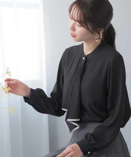 festinalente(フェスティナレンテ)の「配色ボウタイ ブラウス(シャツ/ブラウス・レディース・ブラック/ホワイト/ベージュ・L/M/S/LL)」の16枚目の写真