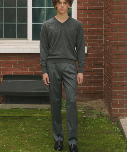 BELLIEF（ベリーフ）の「ウールギャバジン 2タック アジャスト リラックスパンツ（グレー）（スラックス・メンズ・その他・MEDIUM/LARGE/X-LARGE）」の2枚目の写真