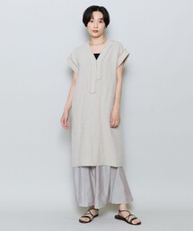 リネンナチュラルワッシャーコクーンシルエットワンピース