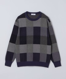 〈洗濯機可能〉チェック コットンカシミヤ クルーネック 26AW