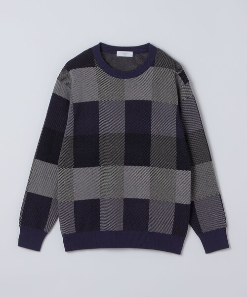 SHIPS(シップス)の「〈洗濯機可能〉チェック コットンカシミヤ クルーネック 26AW(ニット/セーター・メンズ・イエロー/ネイビー/オレンジ/グリーン・X-LARGE/LARGE/MEDIUM/SMALL)」の3枚目の写真