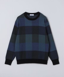 〈洗濯機可能〉チェック コットンカシミヤ クルーネック 26AW