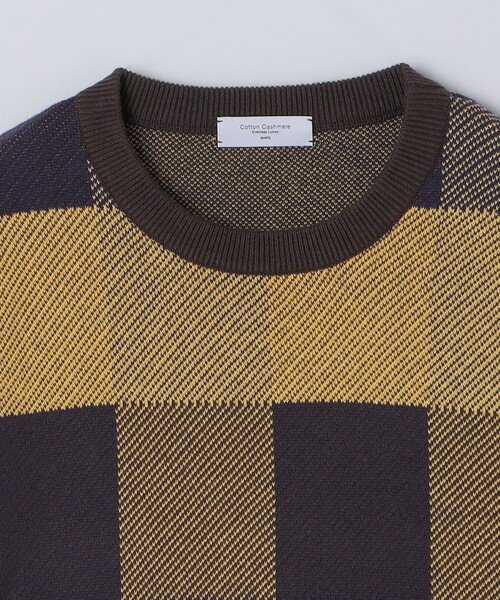 SHIPS(シップス)の「〈洗濯機可能〉チェック コットンカシミヤ クルーネック 26AW(ニット/セーター・メンズ・イエロー/ネイビー/オレンジ/グリーン・X-LARGE/LARGE/MEDIUM/SMALL)」の7枚目の写真