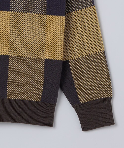 SHIPS(シップス)の「〈洗濯機可能〉チェック コットンカシミヤ クルーネック 26AW(ニット/セーター・メンズ・イエロー/ネイビー/オレンジ/グリーン・X-LARGE/LARGE/MEDIUM/SMALL)」の9枚目の写真