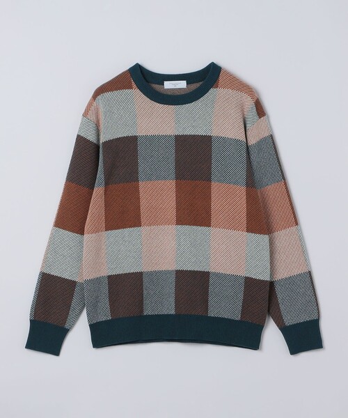 SHIPS(シップス)の「〈洗濯機可能〉チェック コットンカシミヤ クルーネック 26AW(ニット/セーター・メンズ・イエロー/ネイビー/オレンジ/グリーン・X-LARGE/LARGE/MEDIUM/SMALL)」の11枚目の写真