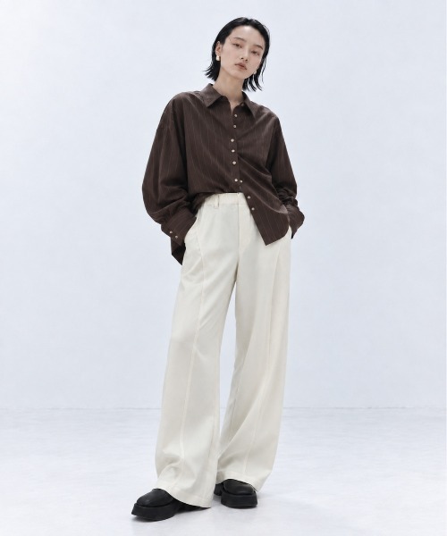 STUDIOUS（ステュディオス）の「【STUDIOUS/ステュディオス】Double Cloth Easy Pants/ダブルクロスイージーパンツ/洗濯機可/伸縮性/ウエストゴム（スウェットパンツ・レディース・ブラック/ホワイト・1/2）」の7枚目の写真