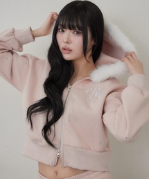 ラインストーンショートファーPK