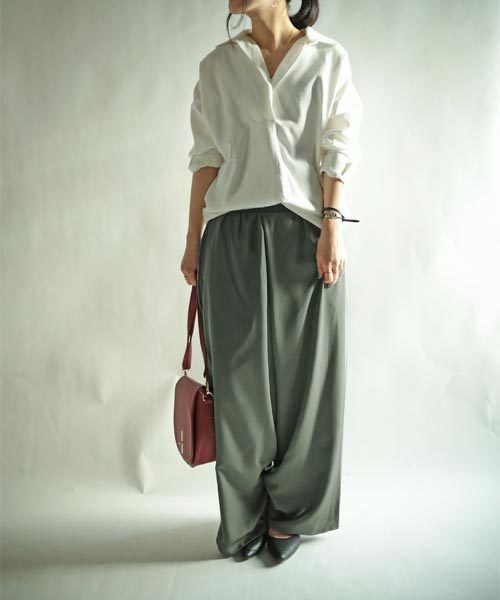 antiqua（アンティカ）の「クロスサルエルワイドパンツ（その他パンツ・レディース・グレー/ブラック/カーキ・M）」の18枚目の写真