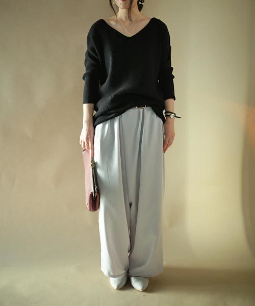 antiqua（アンティカ）の「クロスサルエルワイドパンツ（その他パンツ・レディース・グレー/ブラック/カーキ・M）」の20枚目の写真