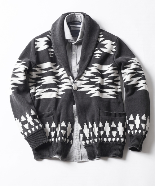 SHIPS（シップス）の「SC:【WEB限定】ネイティブ ショールカラー カーディガン(ガウン)■（カーディガン/ボレロ・メンズ・ブラック/ブルー・MEDIUM/SMALL/LARGE/X-LARGE）」の12枚目の写真