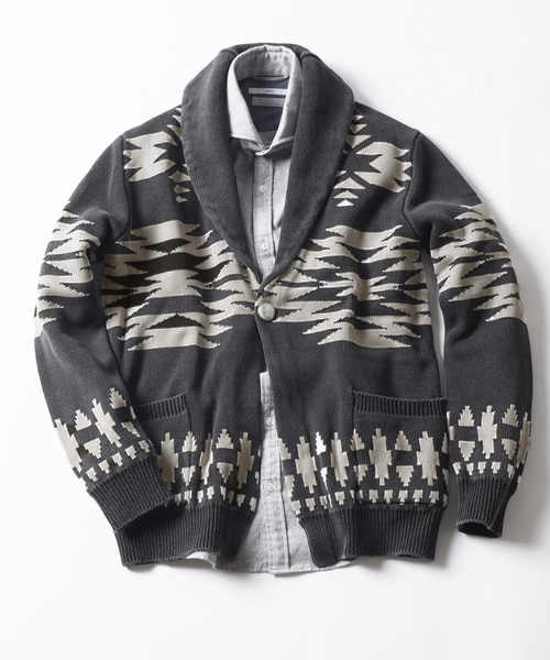 SHIPS（シップス）の「SC:【WEB限定】ネイティブ ショールカラー カーディガン(ガウン)■（カーディガン/ボレロ・メンズ・ブラック/ブルー・MEDIUM/SMALL/LARGE/X-LARGE）」の20枚目の写真