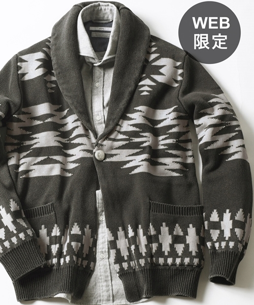 SHIPS（シップス）の「SC:【WEB限定】ネイティブ ショールカラー カーディガン(ガウン)■（カーディガン/ボレロ・メンズ・ブラック/ブルー・MEDIUM/SMALL/LARGE/X-LARGE）」の21枚目の写真