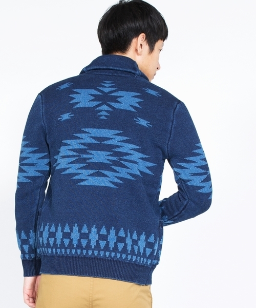 SHIPS（シップス）の「SC:【WEB限定】ネイティブ ショールカラー カーディガン(ガウン)■（カーディガン/ボレロ・メンズ・ブラック/ブルー・MEDIUM/SMALL/LARGE/X-LARGE）」の6枚目の写真