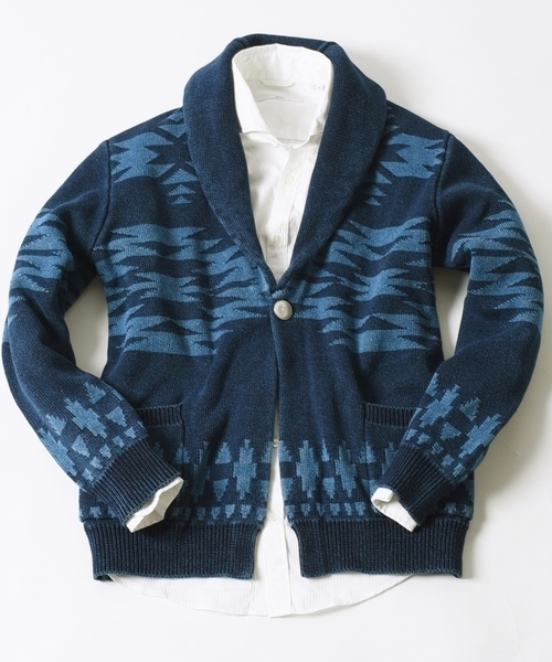 SHIPS（シップス）の「SC:【WEB限定】ネイティブ ショールカラー カーディガン(ガウン)■（カーディガン/ボレロ・メンズ・ブラック/ブルー・MEDIUM/SMALL/LARGE/X-LARGE）」の10枚目の写真