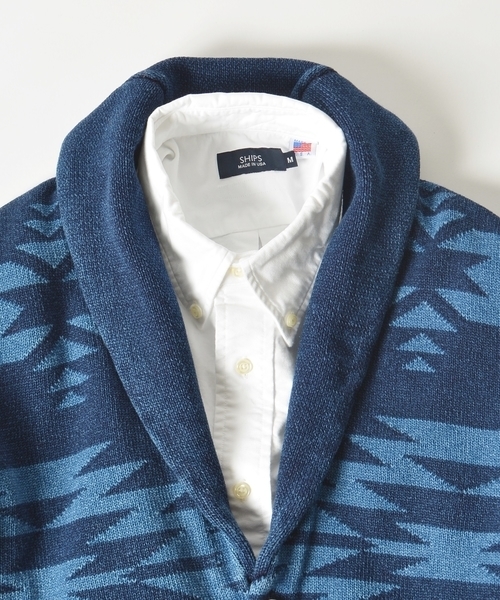 SHIPS（シップス）の「SC:【WEB限定】ネイティブ ショールカラー カーディガン(ガウン)■（カーディガン/ボレロ・メンズ・ブラック/ブルー・MEDIUM/SMALL/LARGE/X-LARGE）」の11枚目の写真