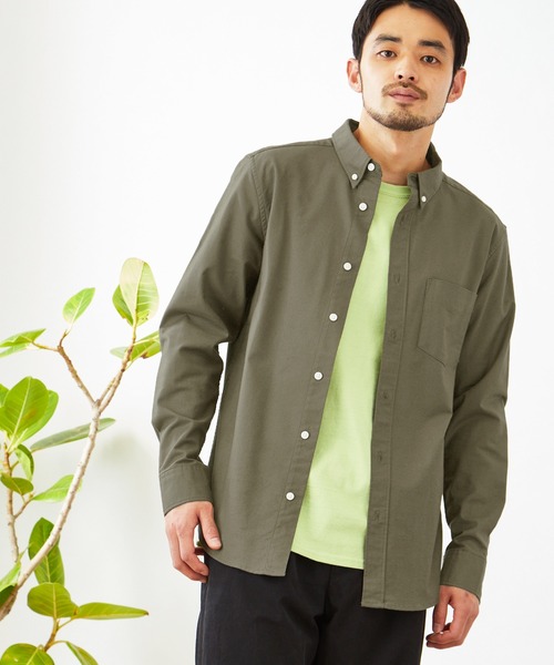 MONO-MART（モノマート）の「ボタンダウン ハイストレッチ L/S オックスフォード シャツ（シャツ/ブラウス・メンズ・ブラック/ベージュ/ネイビー/グレー/オフホワイト/ブルー/オリーブドラブ/バーガンディー/サックスブルー・M/L/XL/S）」の5枚目の写真