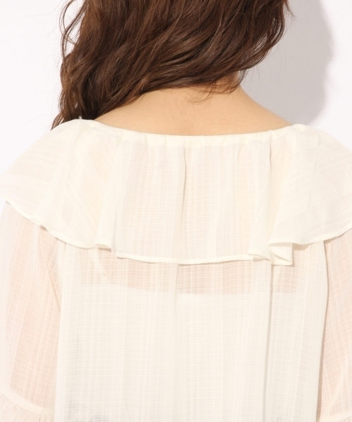 Heather（ヘザー）の「２ＷＡＹフリルボタンブラウス  786009（シャツ/ブラウス・レディース・オレンジ/ナチュラル/ネイビー/ライトブルー・FREE）」の12枚目の写真