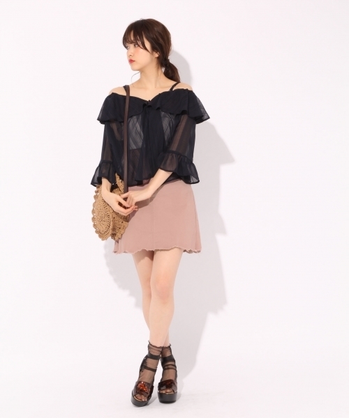 Heather（ヘザー）の「２ＷＡＹフリルボタンブラウス  786009（シャツ/ブラウス・レディース・オレンジ/ナチュラル/ネイビー/ライトブルー・FREE）」の17枚目の写真