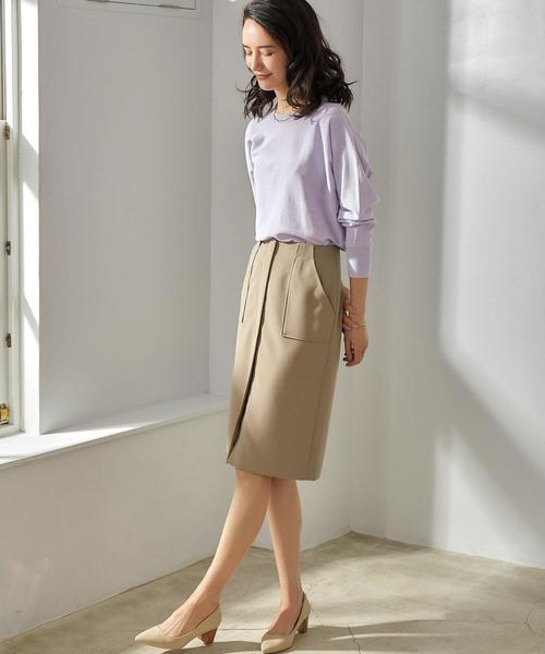 グリーンレーベルリラクシング　ベージュスカートスーツ green label relaxing（グリーンレーベルリラクシング）の「CS ツイル