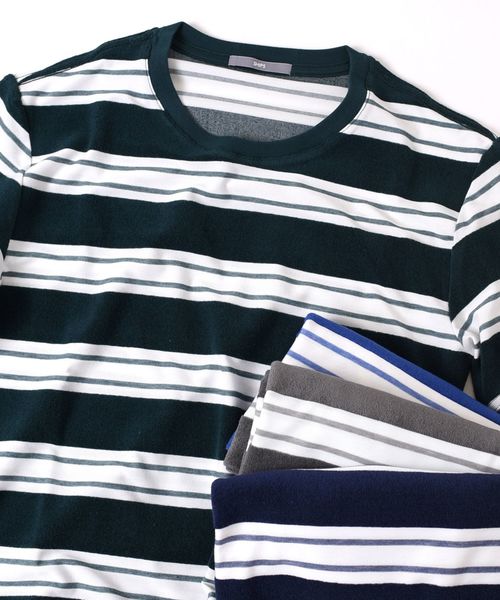 SHIPS（シップス）の「SU: PILE ボーダーTシャツ■（Tシャツ/カットソー・メンズ・ネイビー/グレー/オリーブ/ブルー・SMALL/MEDIUM/LARGE/X-LARGE）」の3枚目の写真