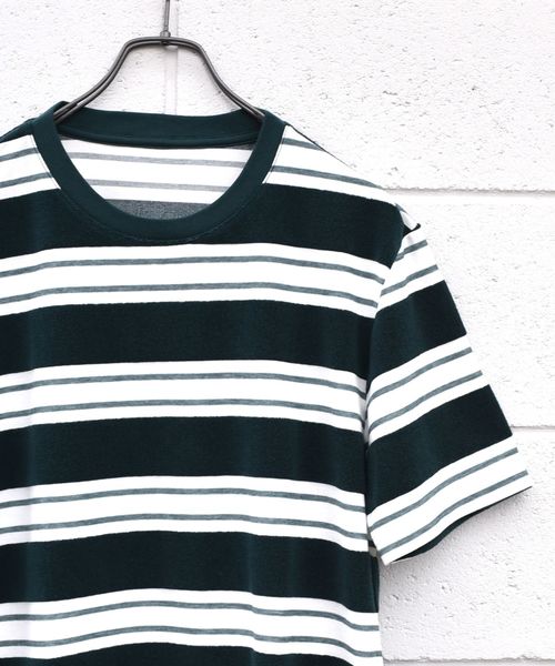 SHIPS（シップス）の「SU: PILE ボーダーTシャツ■（Tシャツ/カットソー・メンズ・ネイビー/グレー/オリーブ/ブルー・SMALL/MEDIUM/LARGE/X-LARGE）」の6枚目の写真