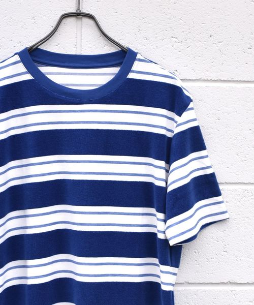 SHIPS（シップス）の「SU: PILE ボーダーTシャツ■（Tシャツ/カットソー・メンズ・ネイビー/グレー/オリーブ/ブルー・SMALL/MEDIUM/LARGE/X-LARGE）」の7枚目の写真