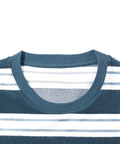 SHIPS（シップス）の「SU: PILE ボーダーTシャツ■（Tシャツ/カットソー・メンズ・ネイビー/グレー/オリーブ/ブルー・SMALL/MEDIUM/LARGE/X-LARGE）」の10枚目の写真