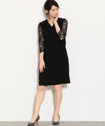 green label relaxing | D GB Peツイル×レース Vネック ワンピース(ワンピース)