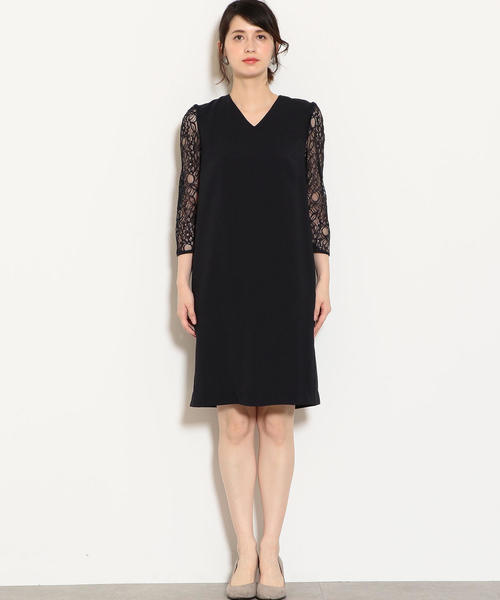 green label relaxing（グリーンレーベルリラクシング）の「D GB Peツイル×レース Vネック ワンピース（ワンピース・レディース・ブラック/ネイビー/グレー/ライトピンク/ダークグリーン/オレンジ系その他/ライトグレー/ベージュ・FREE）」の20枚目の写真