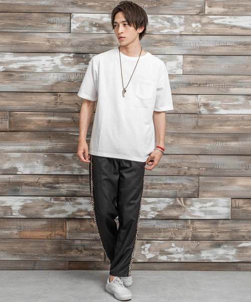 MinoriTY（マイノリティ）の「抗菌防臭加工ワッフルポケット付きビッグシルエット半袖Tシャツ カットソー ルーズ（Tシャツ/カットソー・メンズ・ブラック/ベージュ/ピンク/オフホワイト/カーキ/ネイビー/杢グレー・L/M）」の8枚目の写真