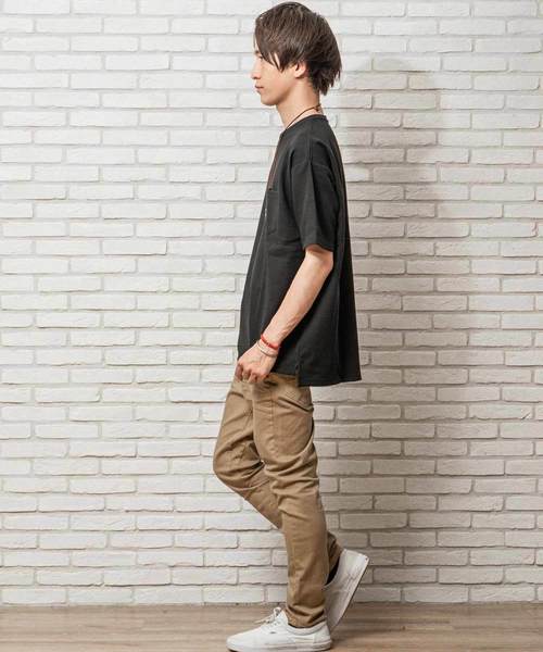 MinoriTY（マイノリティ）の「抗菌防臭加工ワッフルポケット付きビッグシルエット半袖Tシャツ カットソー ルーズ（Tシャツ/カットソー・メンズ・ブラック/ベージュ/ピンク/オフホワイト/カーキ/ネイビー/杢グレー・L/M）」の12枚目の写真