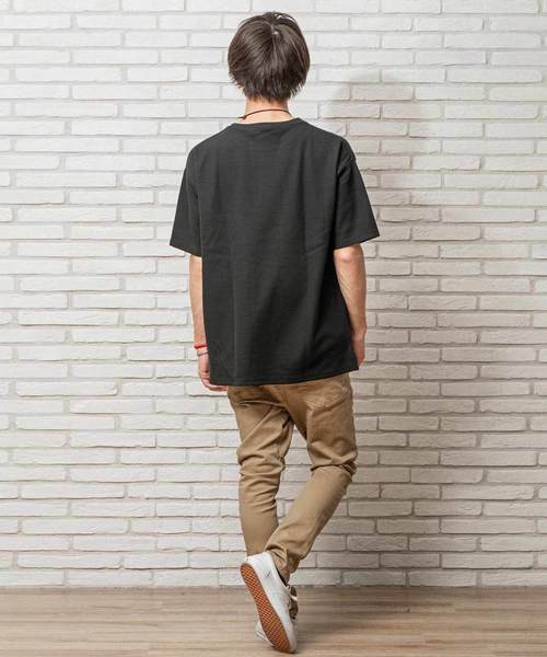 MinoriTY（マイノリティ）の「抗菌防臭加工ワッフルポケット付きビッグシルエット半袖Tシャツ カットソー ルーズ（Tシャツ/カットソー・メンズ・ブラック/ベージュ/ピンク/オフホワイト/カーキ/ネイビー/杢グレー・L/M）」の13枚目の写真