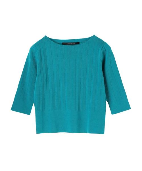 YECCA VECCA（イェッカヴェッカ）の「プリ－ツニットプルオ－バ－（Tシャツ/カットソー・レディース・ホワイト/ネイビー/サックスブルー/グリーン/ラベンダー・FREE）」の6枚目の写真