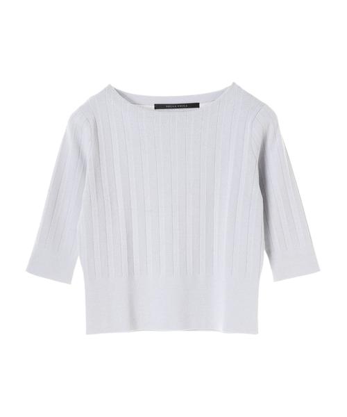 YECCA VECCA（イェッカヴェッカ）の「プリ－ツニットプルオ－バ－（Tシャツ/カットソー・レディース・ホワイト/ネイビー/サックスブルー/グリーン/ラベンダー・FREE）」の18枚目の写真