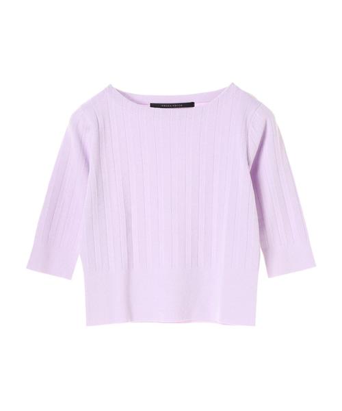 YECCA VECCA（イェッカヴェッカ）の「プリ－ツニットプルオ－バ－（Tシャツ/カットソー・レディース・ホワイト/ネイビー/サックスブルー/グリーン/ラベンダー・FREE）」の12枚目の写真