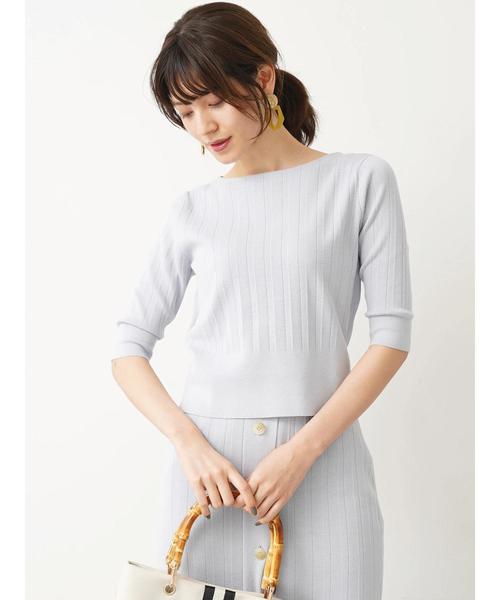 YECCA VECCA（イェッカヴェッカ）の「プリ－ツニットプルオ－バ－（Tシャツ/カットソー・レディース・ホワイト/ネイビー/サックスブルー/グリーン/ラベンダー・FREE）」の17枚目の写真