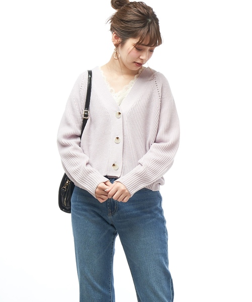 natural couture(ナチュラルクチュール)の「春色アイレットカーディガン(カーディガン/ボレロ・レディース・アイボリー/ベージュ/ネイビー/サックスブルー/ラベンダー/オレンジ・FREE)」の17枚目の写真