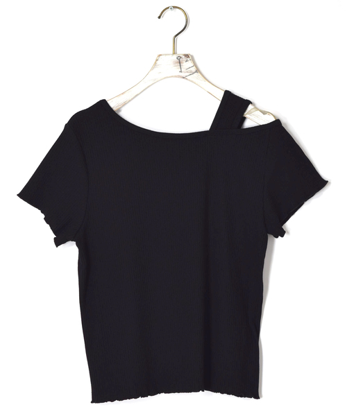w closet(ダブルクローゼット)の「ワイドリブ半袖オフショルプルオーバー(Tシャツ/カットソー・レディース・モカ/ブラック系その他/グレー系その他/ライトベージュ・FREE)」の7枚目の写真