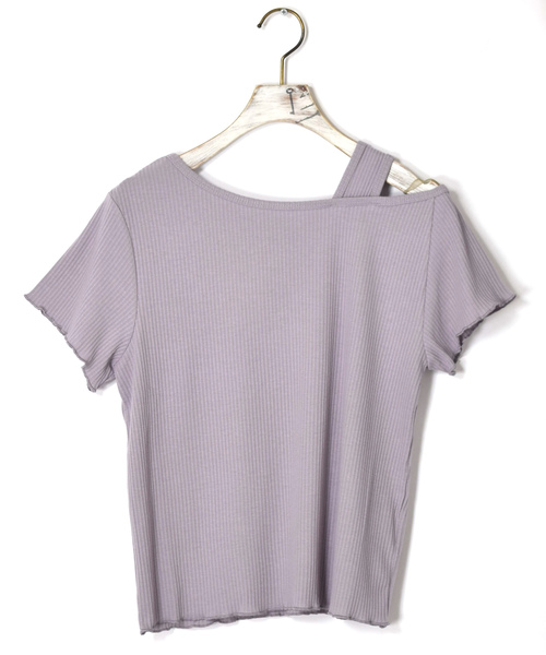 w closet(ダブルクローゼット)の「ワイドリブ半袖オフショルプルオーバー(Tシャツ/カットソー・レディース・モカ/ブラック系その他/グレー系その他/ライトベージュ・FREE)」の8枚目の写真