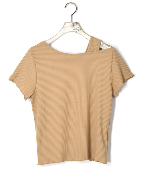 w closet(ダブルクローゼット)の「ワイドリブ半袖オフショルプルオーバー(Tシャツ/カットソー・レディース・モカ/ブラック系その他/グレー系その他/ライトベージュ・FREE)」の10枚目の写真
