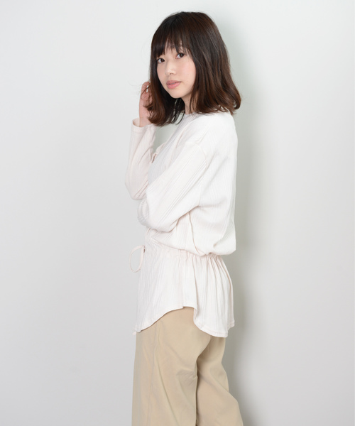 shopnikoniko(ショップニコニコ)の「ウエストマークデザイントップス(Tシャツ/カットソー・レディース・ブラック/ブラウン/ライトベージュ・フリー)」の6枚目の写真