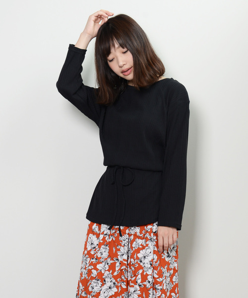 shopnikoniko(ショップニコニコ)の「ウエストマークデザイントップス(Tシャツ/カットソー・レディース・ブラック/ブラウン/ライトベージュ・フリー)」の12枚目の写真