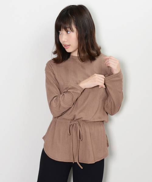 shopnikoniko(ショップニコニコ)の「ウエストマークデザイントップス(Tシャツ/カットソー・レディース・ブラック/ブラウン/ライトベージュ・フリー)」の14枚目の写真