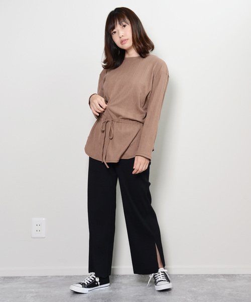 shopnikoniko(ショップニコニコ)の「ウエストマークデザイントップス(Tシャツ/カットソー・レディース・ブラック/ブラウン/ライトベージュ・フリー)」の20枚目の写真